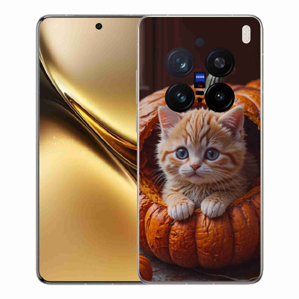 Gélový kryt mmCase na Vivo X200 Pre 5G - mačiatko a tekvica 2