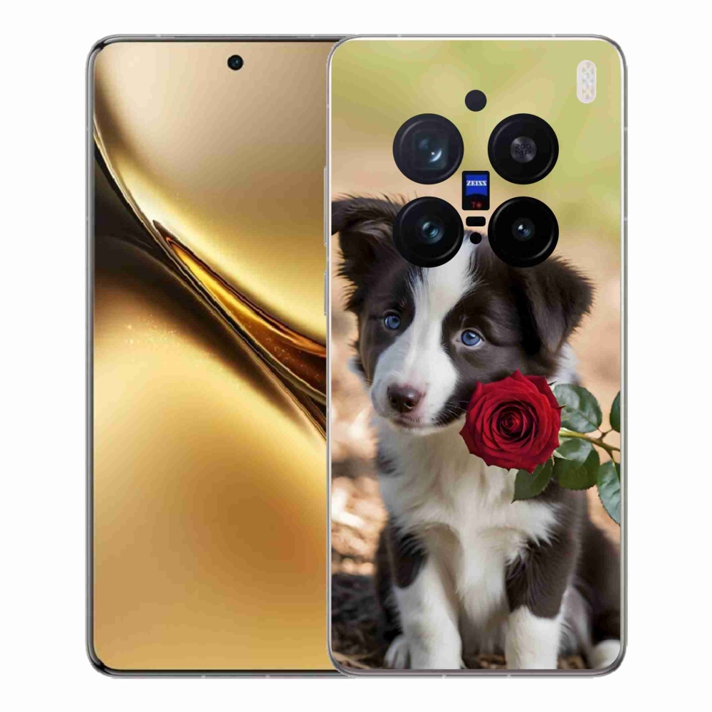 Gélový kryt mmCase na Vivo X200 Pro 5G - roztomilá border kólia s ružou