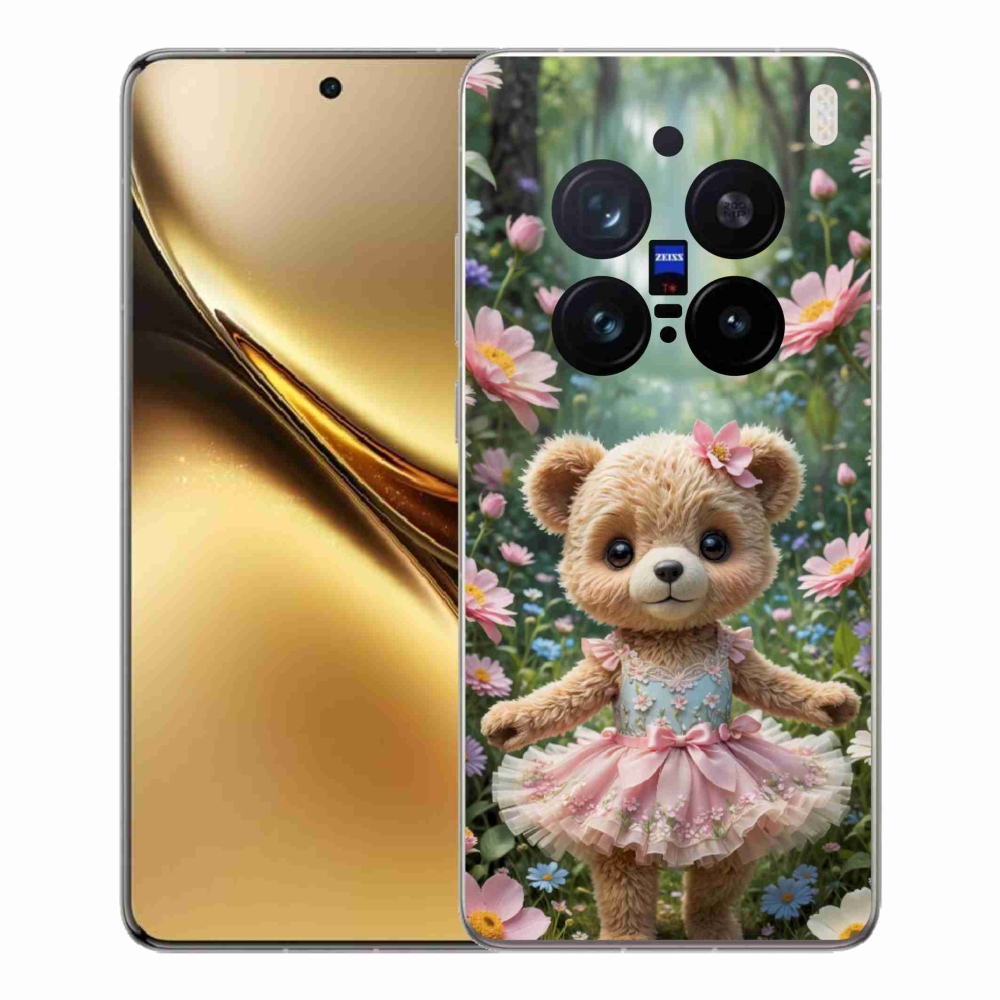 Gélový kryt mmCase na Vivo X200 Pro 5G - roztomilý medvedík v kvetoch