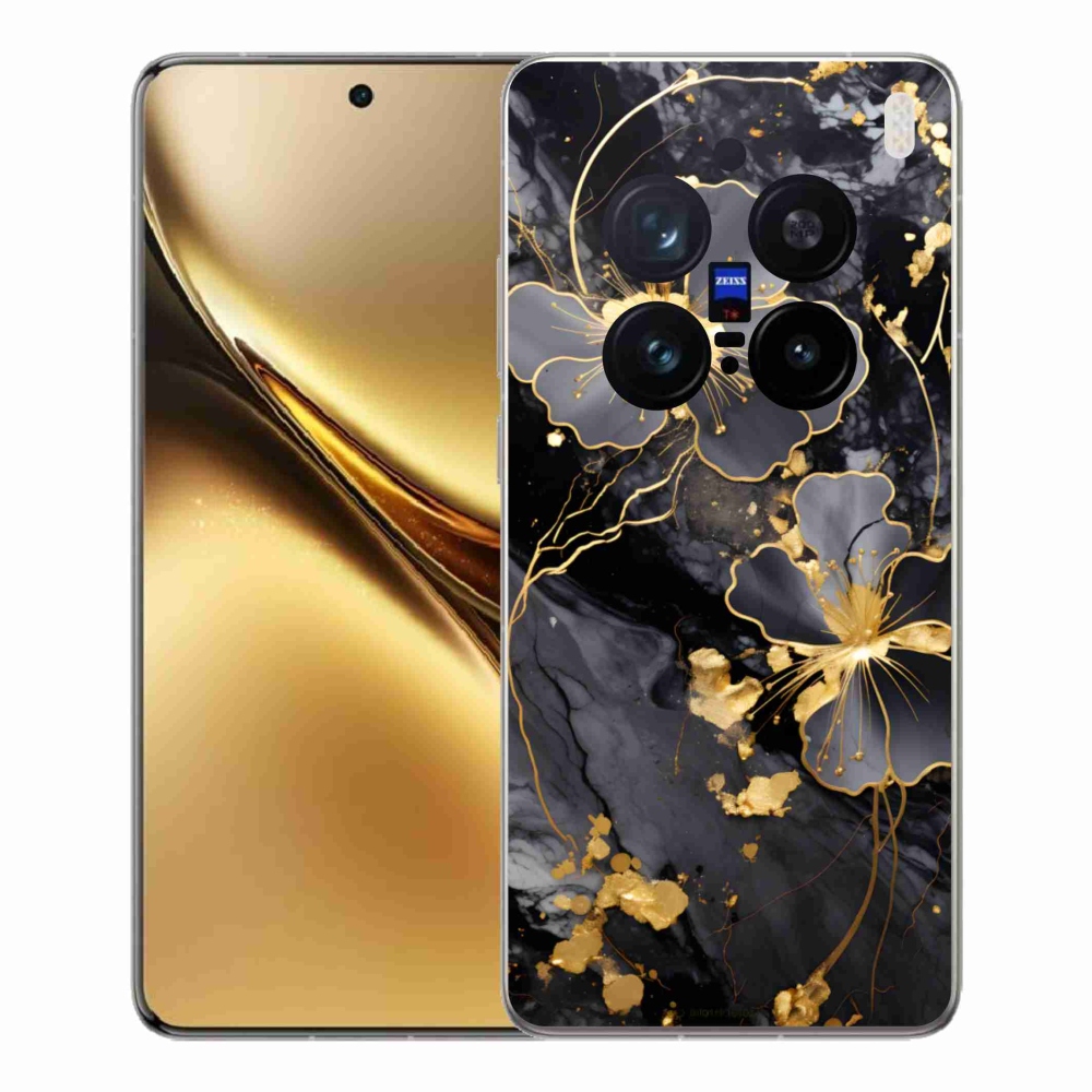 Gélový kryt mmCase na Vivo X200 Pro 5G - zlaté kvety