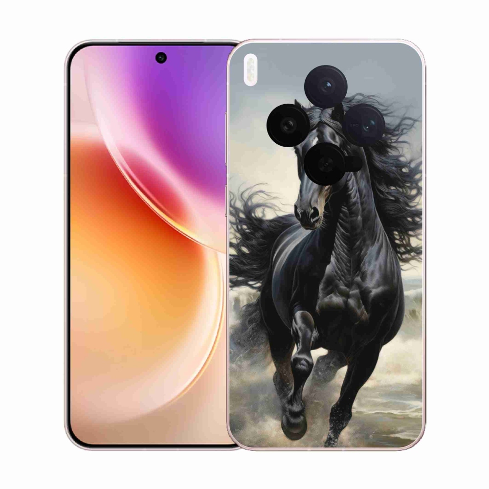 Gélový kryt mmCase na Vivo X300 5G - bežiaci čierny kôň