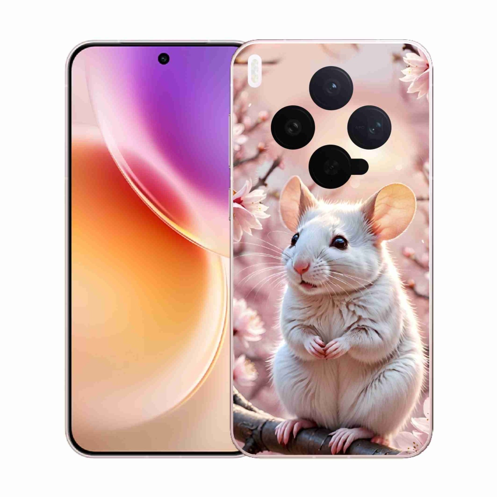 Gélový kryt mmCase na Vivo X300 5G - biela myš na vetve