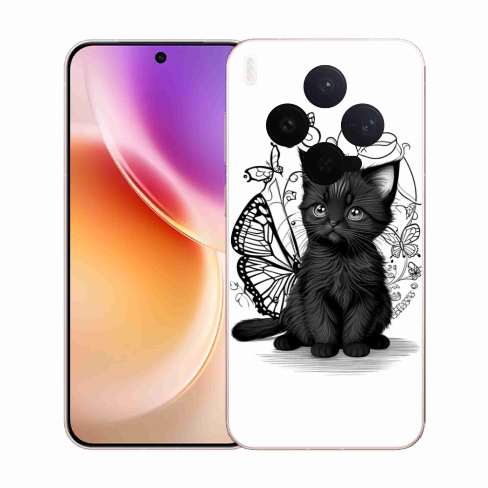 Gélový kryt mmCase na Vivo X300 5G - čierne mačiatko