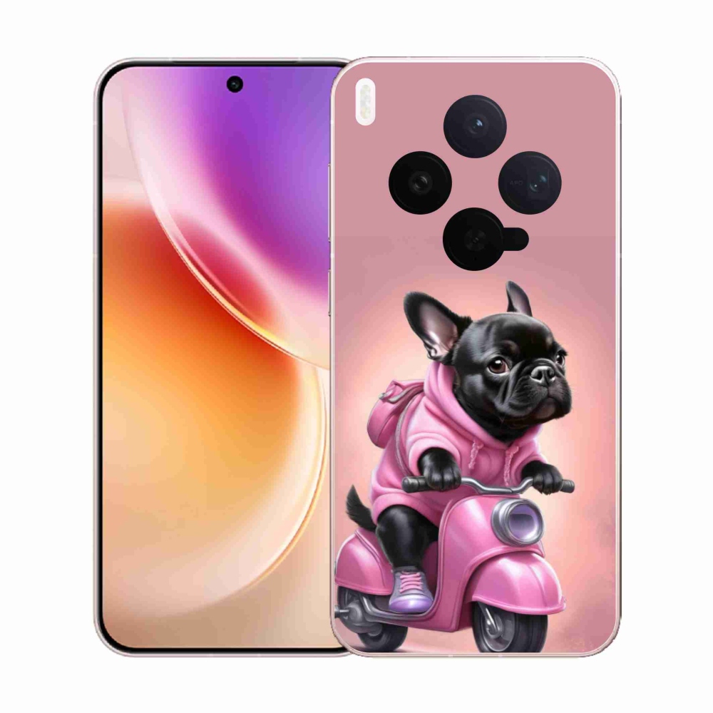 Gélový kryt mmCase na Vivo X300 5G - francúzsky buldoček na skútri