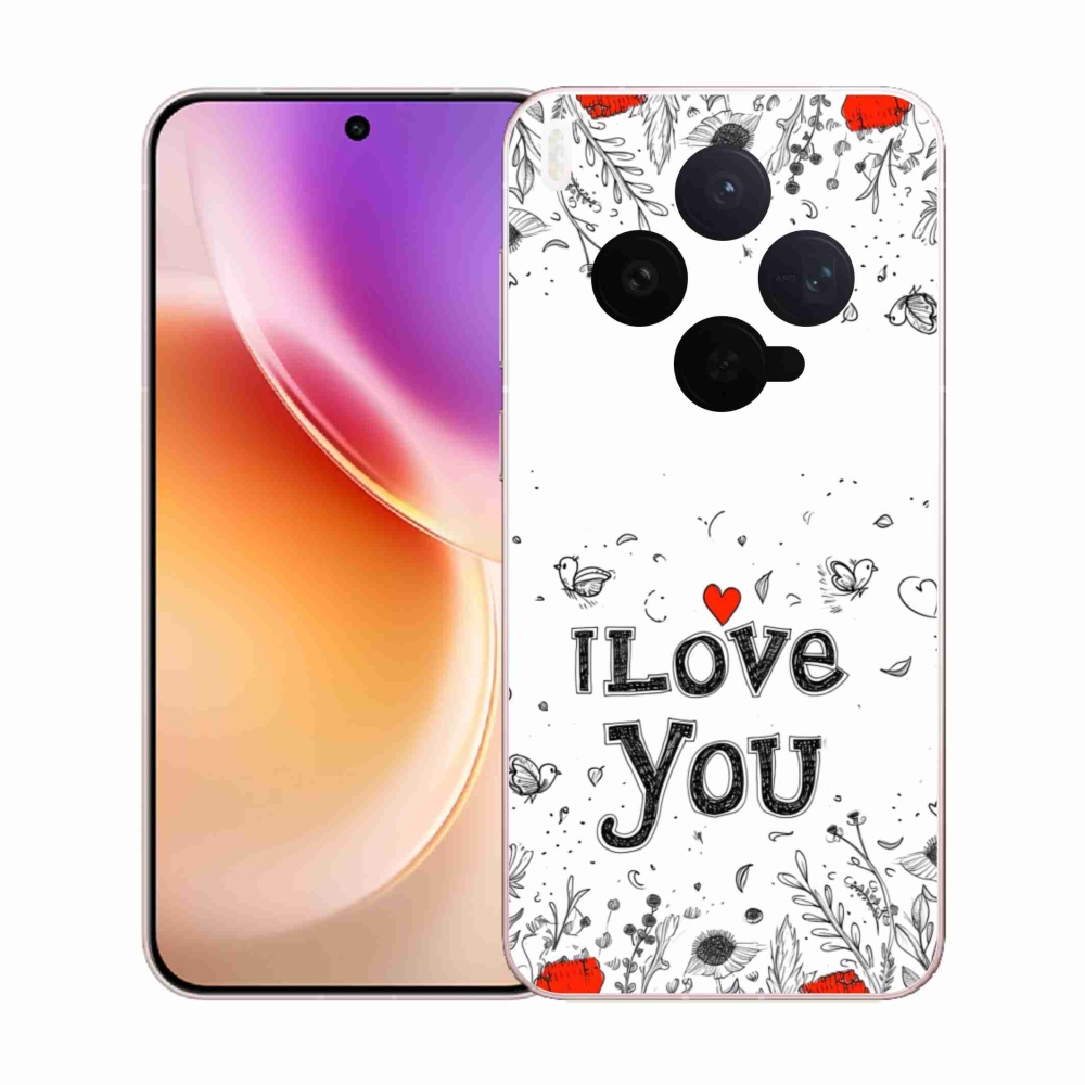 Gélový kryt mmCase na Vivo X300 5G - I love you biele pozadie