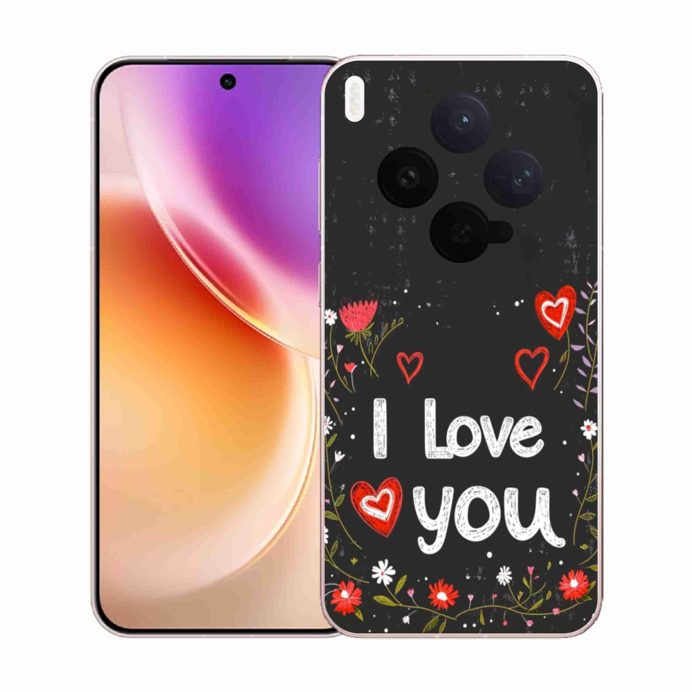 Gélový kryt mmCase na Vivo X300 5G - I love you čierne pozadie