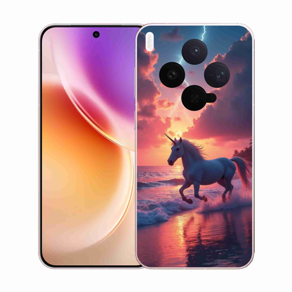 Gélový kryt mmCase na Vivo X300 5G - jednorožec na pláži