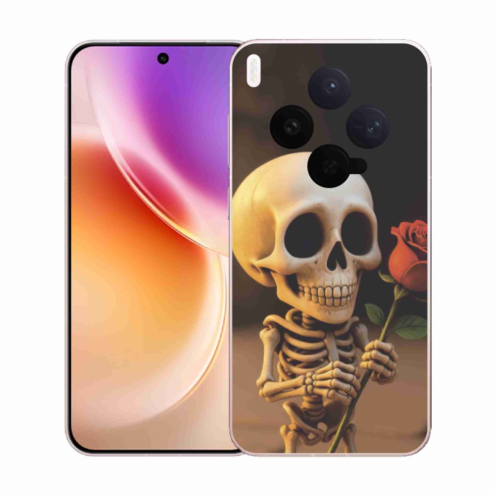 Gélový kryt mmCase na Vivo X300 5G - kostlivec s ružou