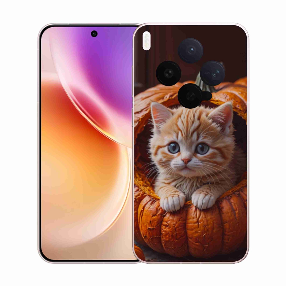 Gélový kryt mmCase na Vivo X300 5G - mačiatko a tekvica 2