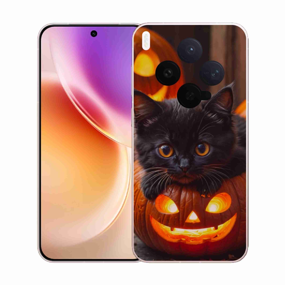 Gélový kryt mmCase na Vivo X300 5G - mačiatko a tekvica