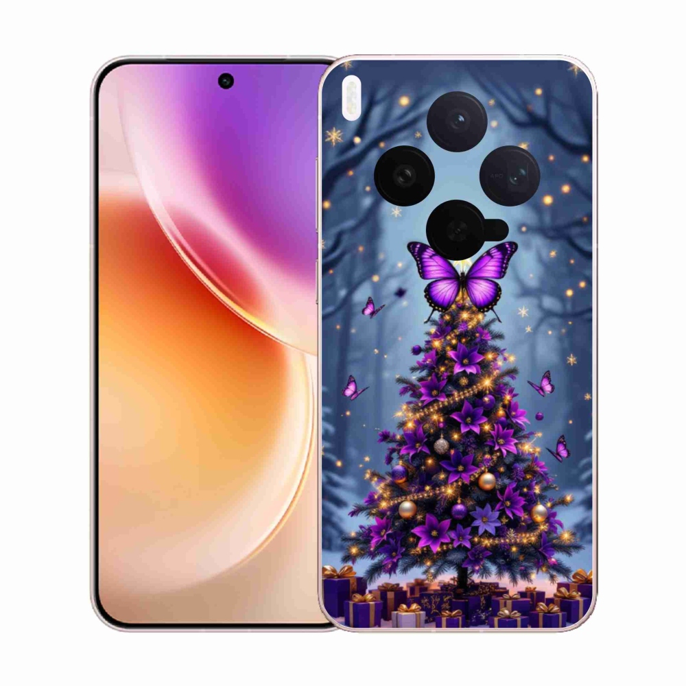 Gélový kryt mmCase na Vivo X300 5G - motýlí vianočný stromček