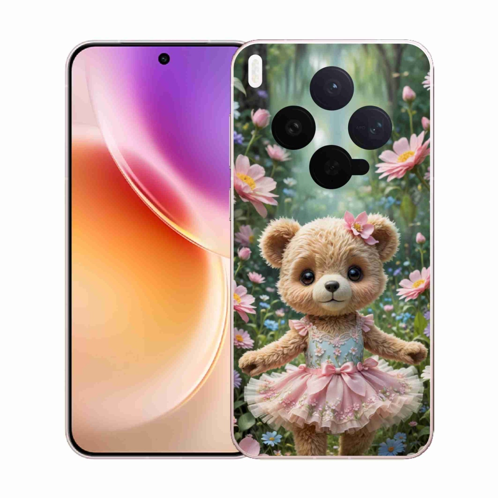 Gélový kryt mmCase na Vivo X300 5G - roztomilý medvedík v kvetoch