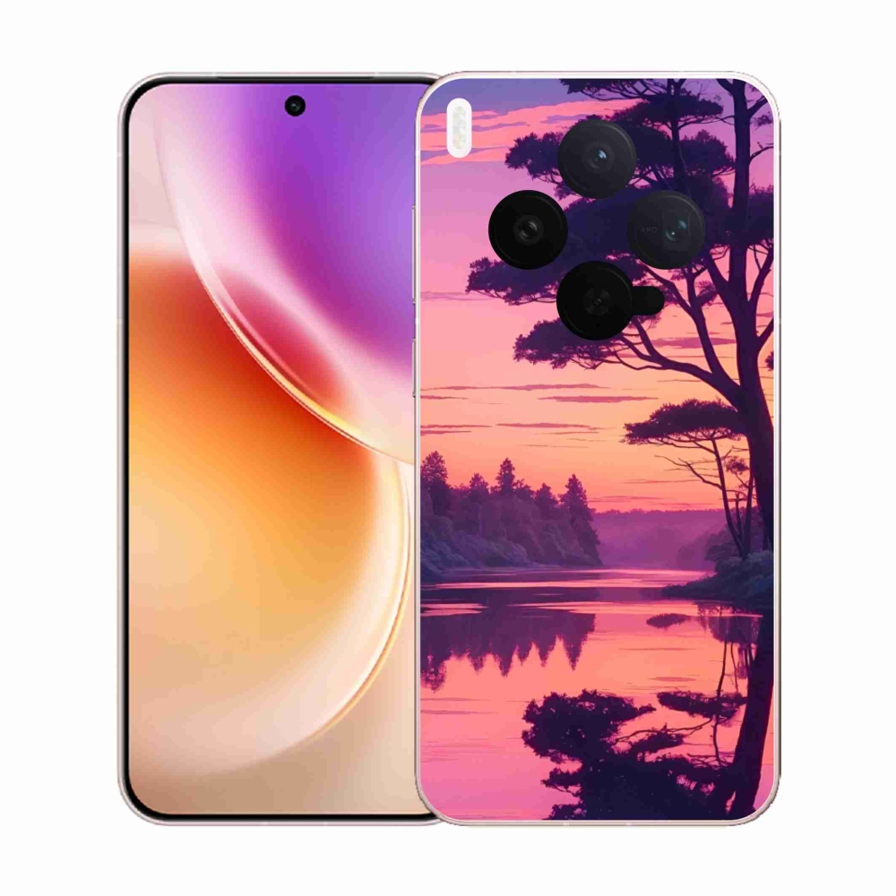 Gélový kryt mmCase na Vivo X300 5G - západ slnka nad jazerom