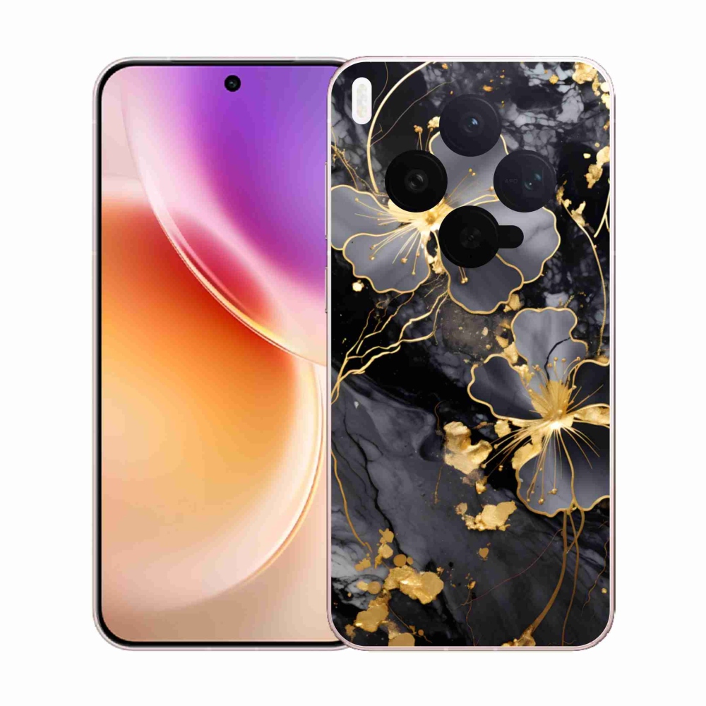 Gélový kryt mmCase na Vivo X300 5G - zlaté kvety