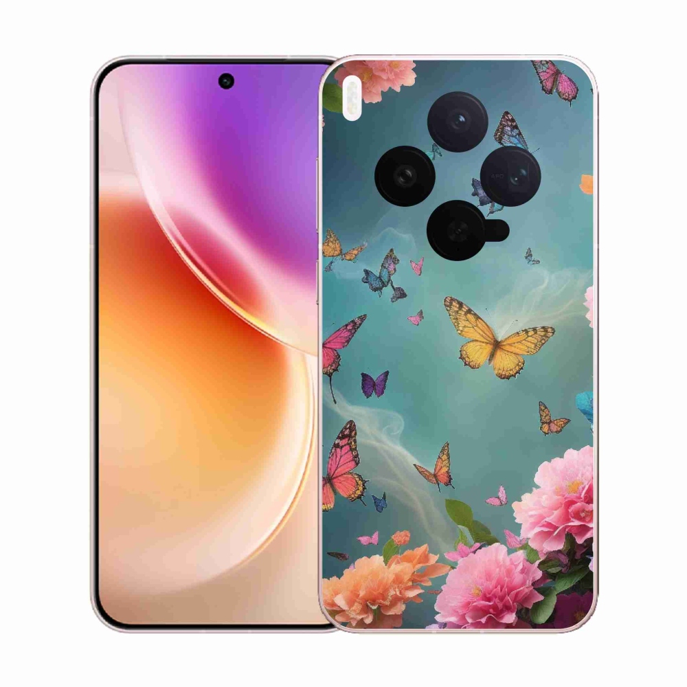 Gélový kryt mmCase na Vivo X300 - farebné kvety a motýle