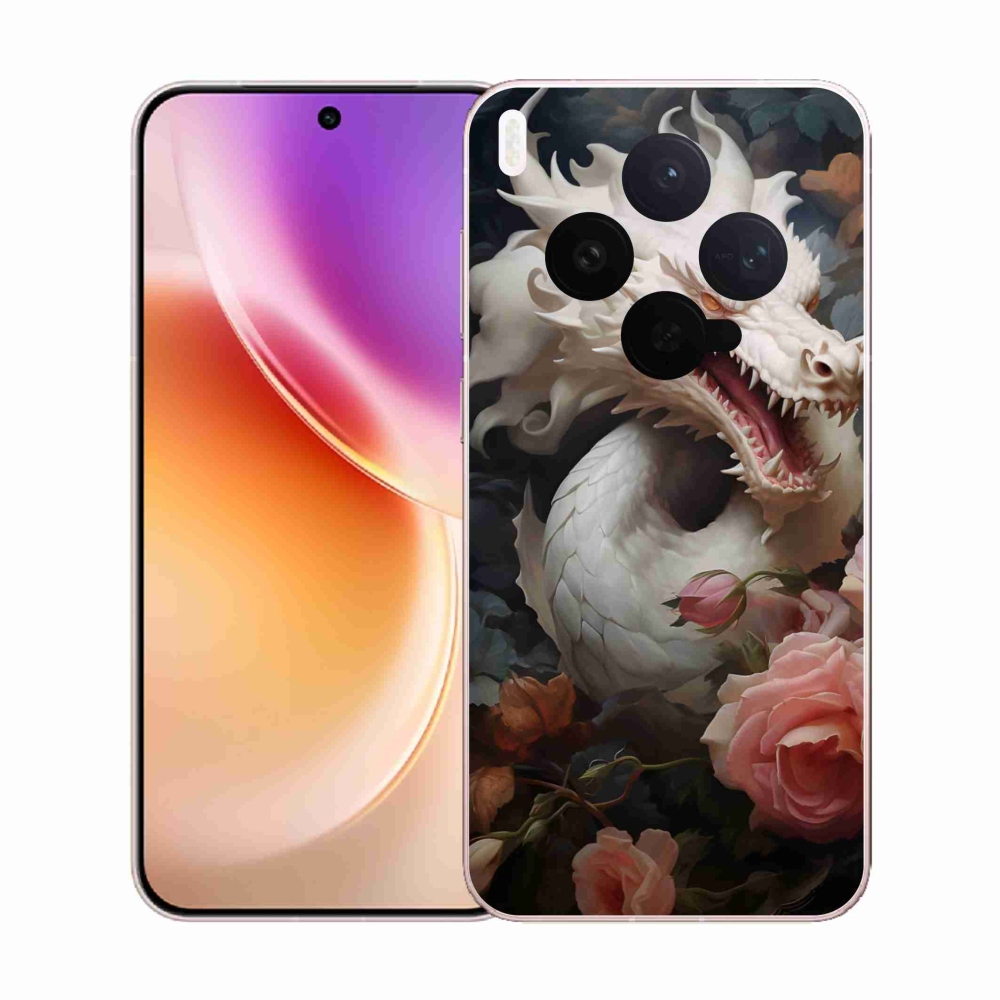 Gélový kryt mmCase na Vivo X300 - biely drak