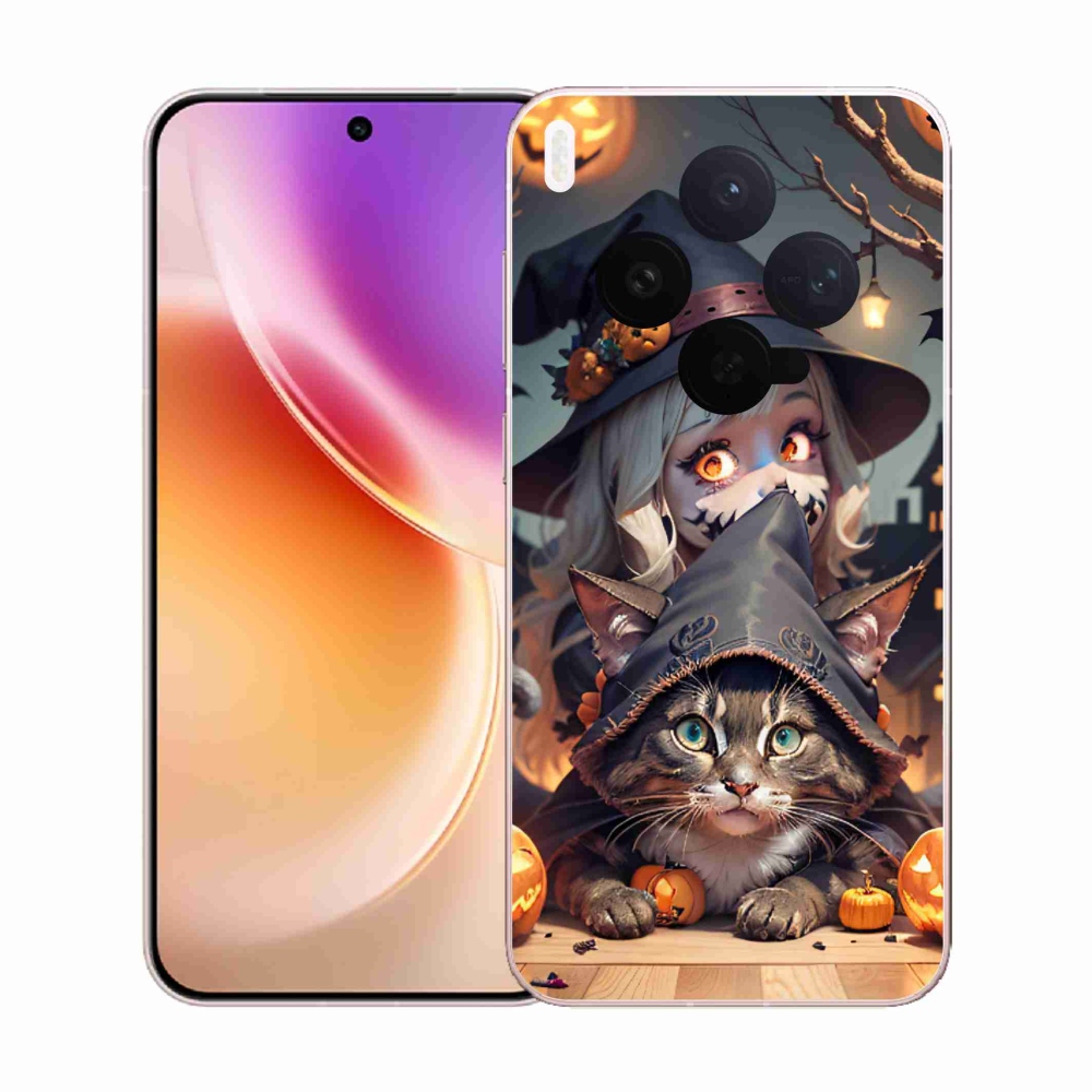 Gélový kryt mmCase na Vivo X300 - čarodejnica s mačkou