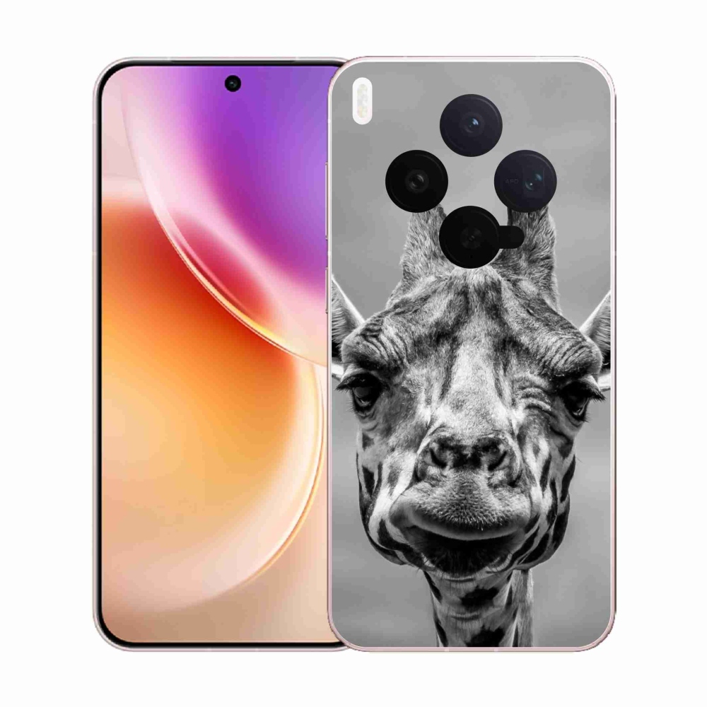 Gélový kryt mmCase na Vivo X300 - čiernobiela žirafa