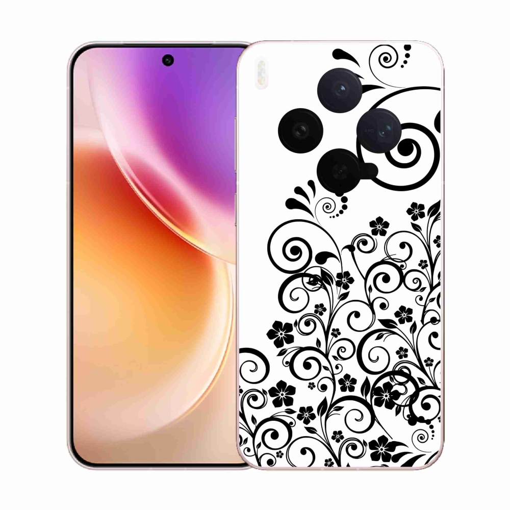 Gélový kryt mmCase na Vivo X300 - čiernobiele kvetinové vzory