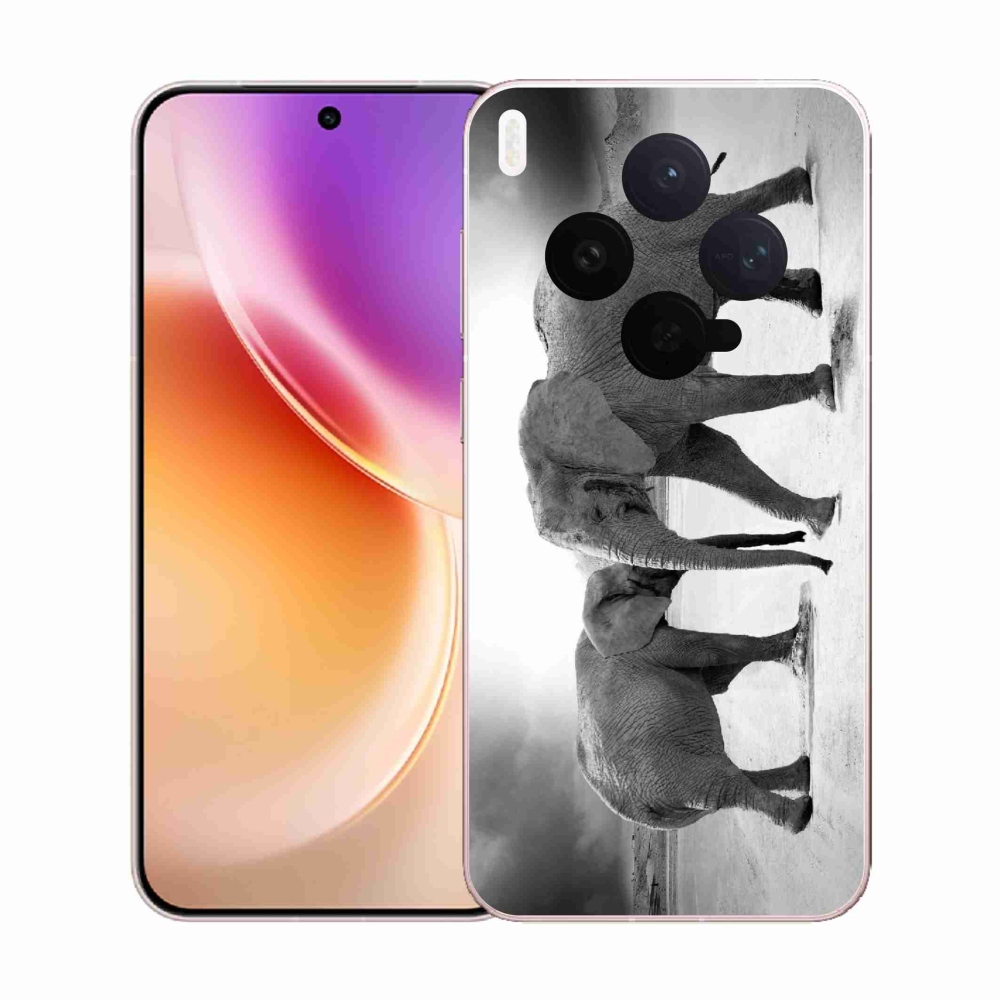 Gélový kryt mmCase na Vivo X300 - čiernobieli slony