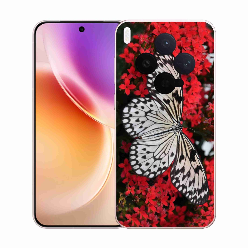 Gélový kryt mmCase na Vivo X300 - čiernobiely motýľ 1