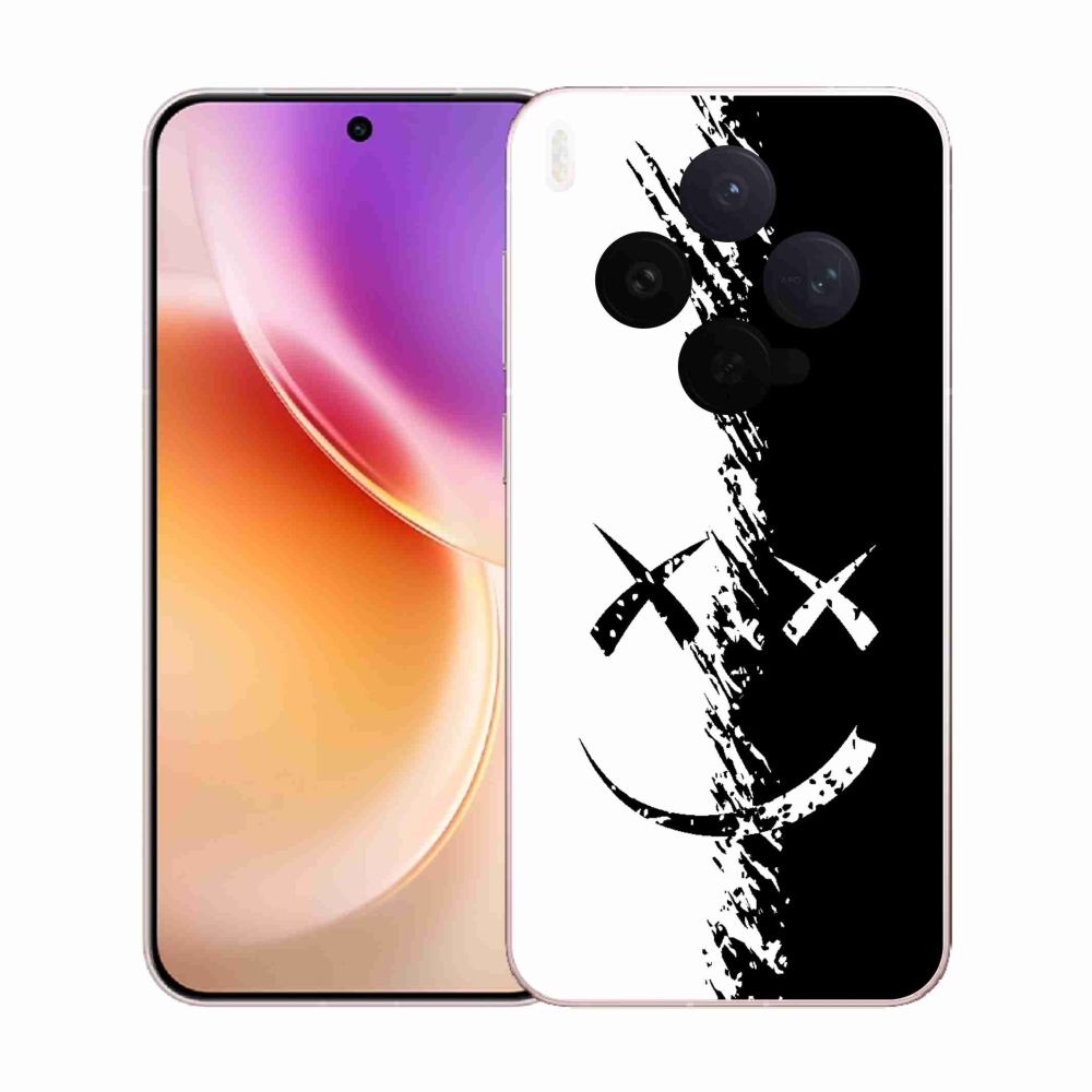Gélový kryt mmCase na Vivo X300 - čiernobiely smajlík