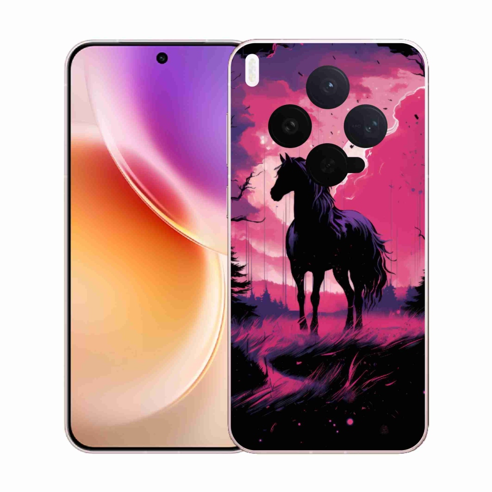 Gélový kryt mmCase na Vivo X300 - čierny kreslený kôň 1