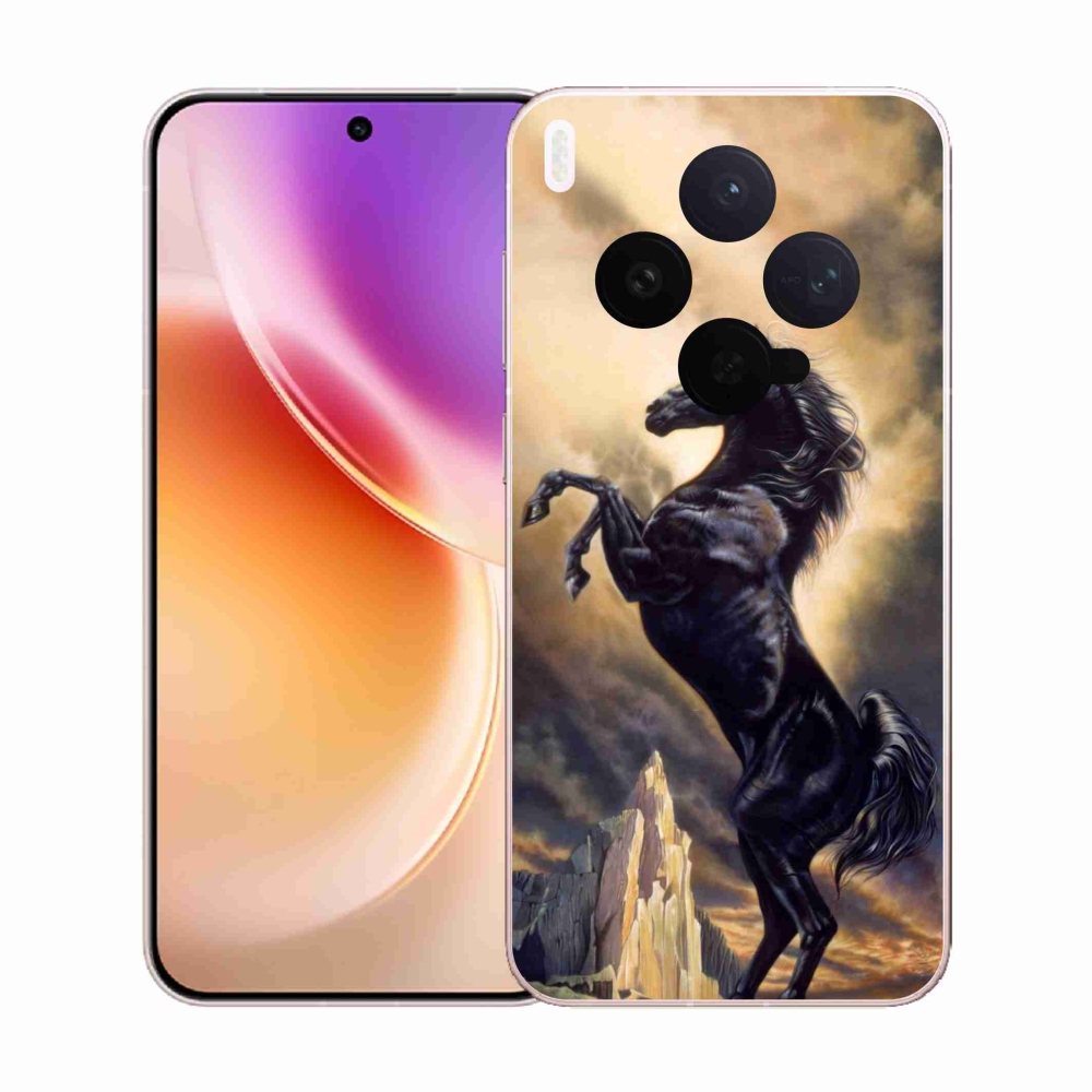 Gélový kryt mmCase na Vivo X300 - čierny kreslený kôň