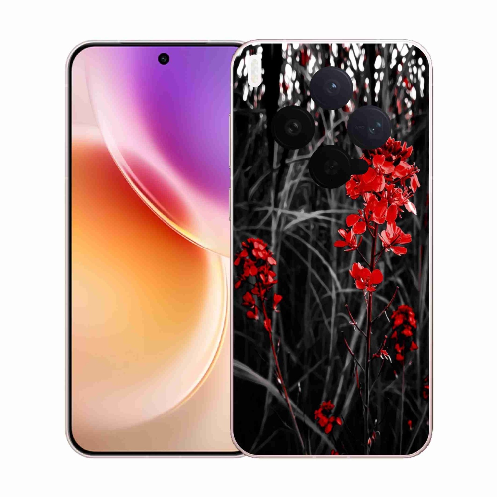 Gélový kryt mmCase na Vivo X300 - červená rastlina