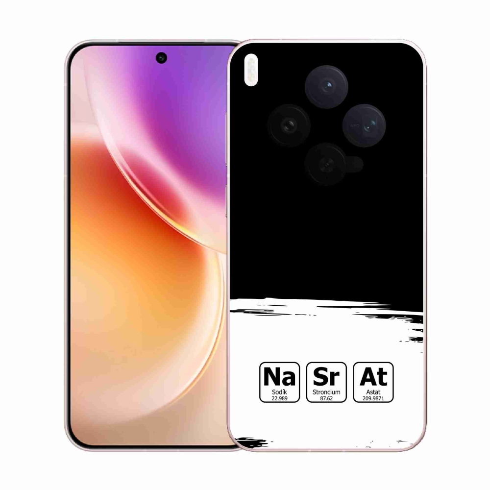 Gélový kryt mmCase na Vivo X300 - chemické prvky bieločierne pozadie