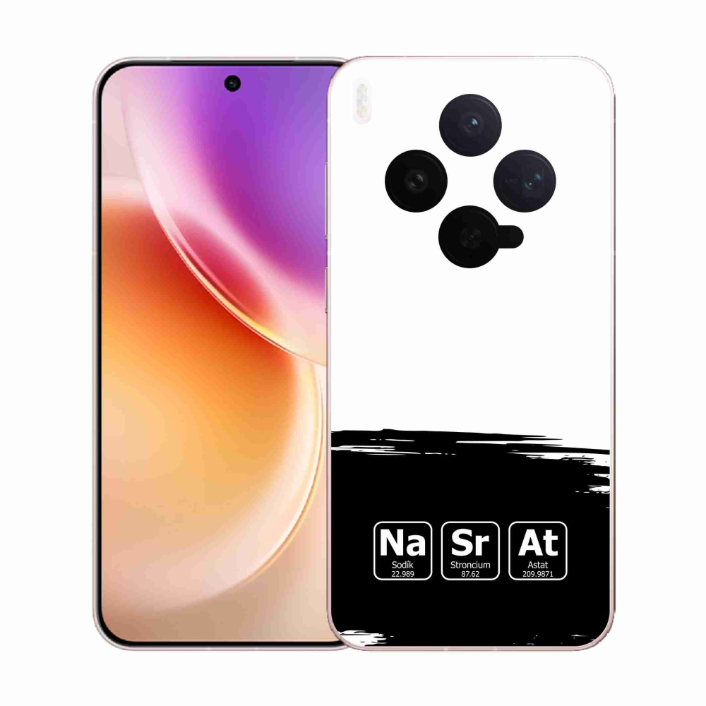 Gélový kryt mmCase na Vivo X300 - chemické prvky čiernobiele pozadie