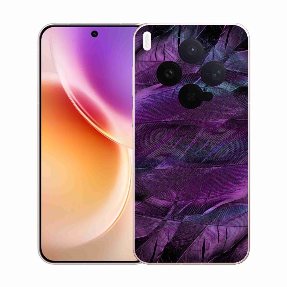 Gélový kryt mmCase na Vivo X300 - fialové pierka