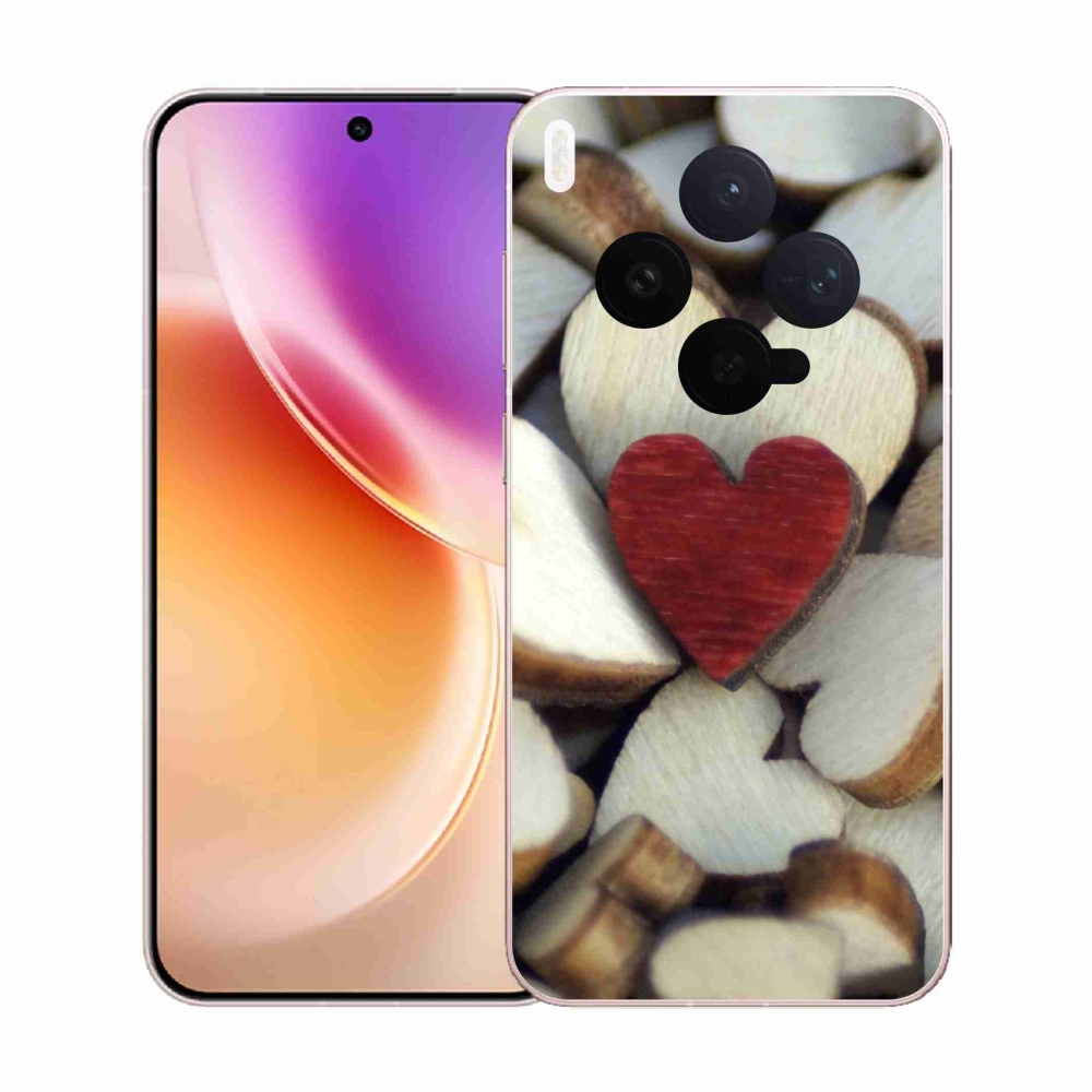 Gélový kryt mmCase na Vivo X300 - gravírované červené srdce