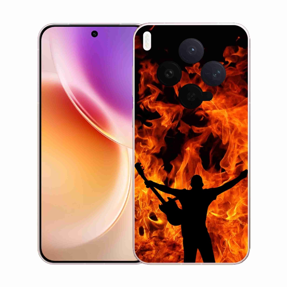 Gélový kryt mmCase na Vivo X300 - muzikant a oheň