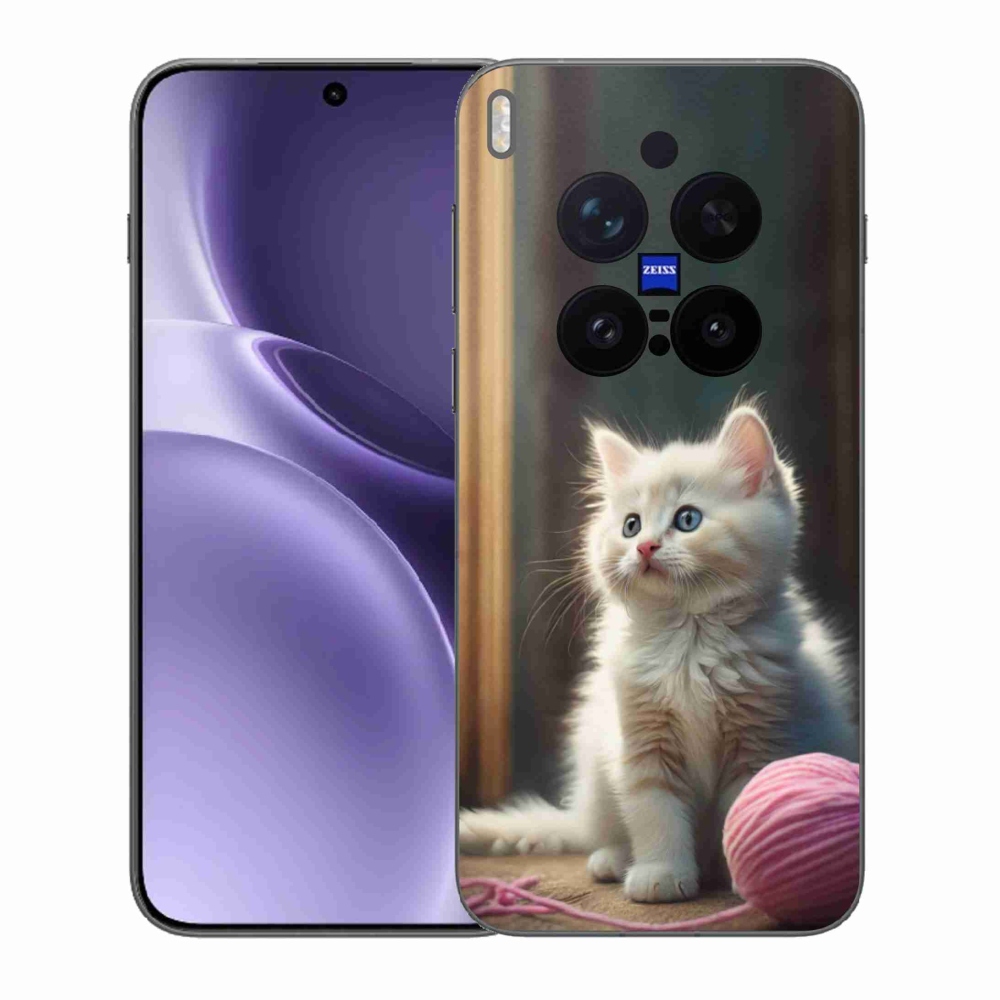 Gélový kryt mmCase na Vivo X300 Pro 5G - biele mačiatko 2