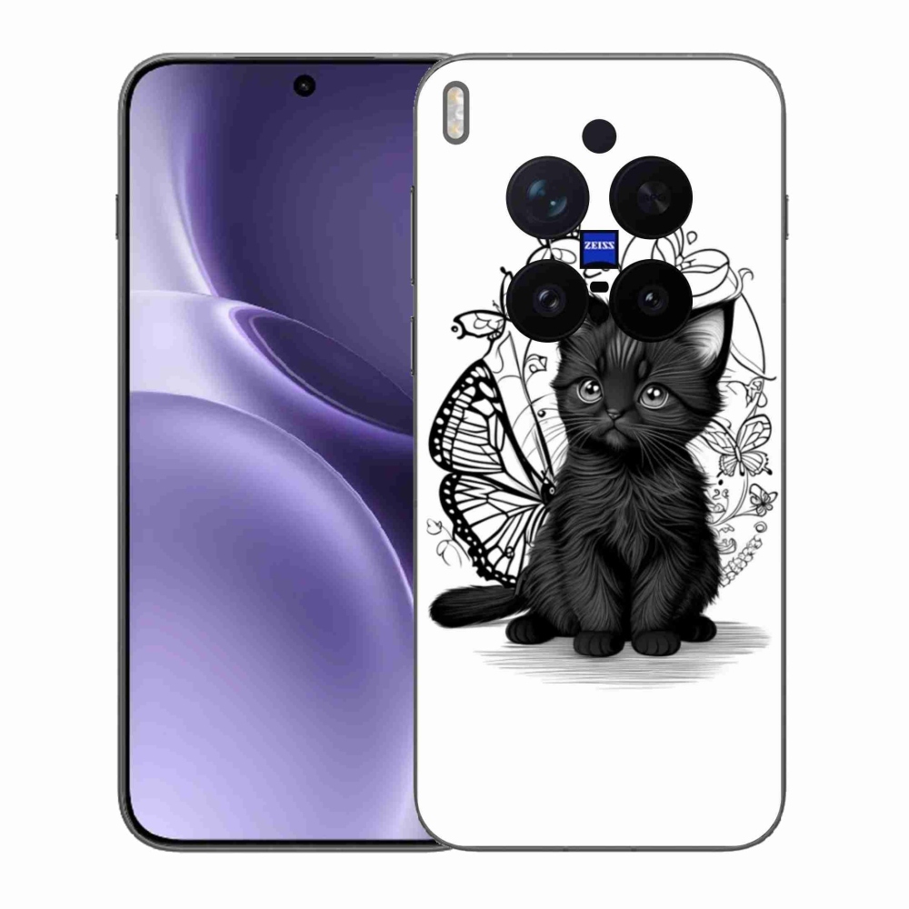 Gélový kryt mmCase na Vivo X300 Pro 5G - čierne mačiatko