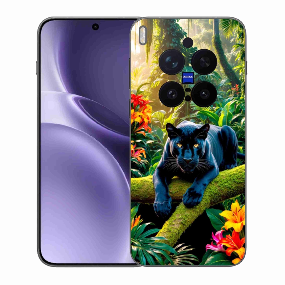 Gélový kryt mmCase na Vivo X300 Pro 5G - čierny panter v džungli