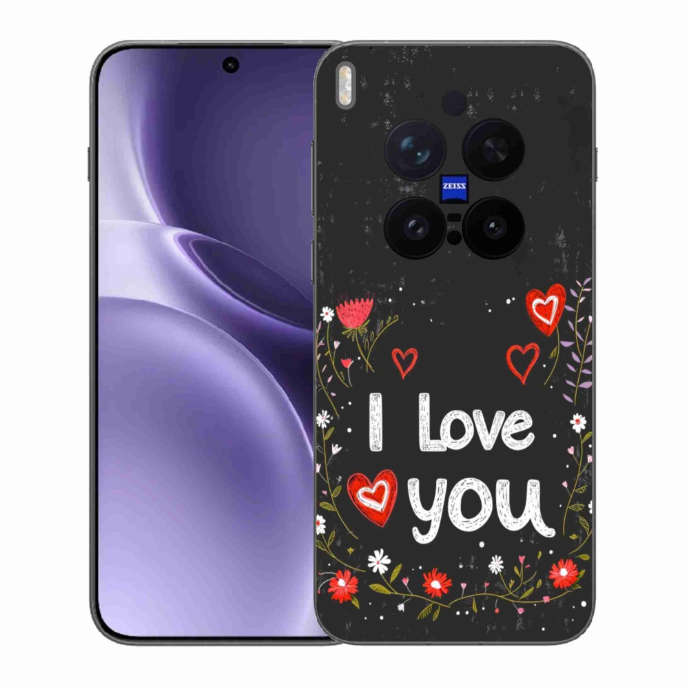 Gélový kryt mmCase na Vivo X300 Pre 5G - I love you čierne pozadie