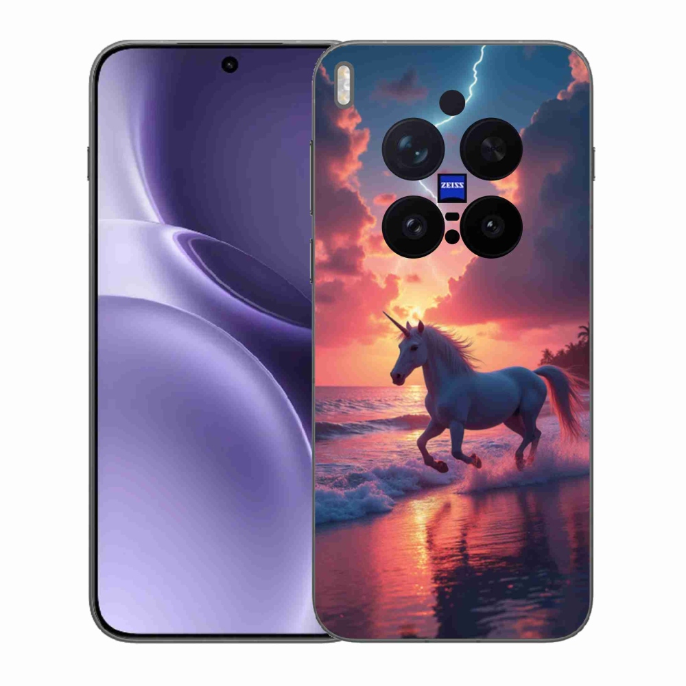 Gélový kryt mmCase na Vivo X300 Pro 5G - jednorožec na pláži