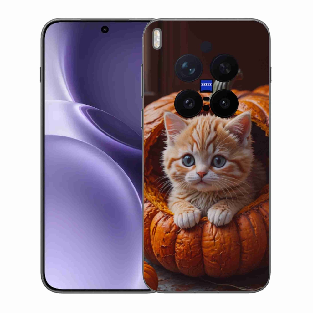 Gélový kryt mmCase na Vivo X300 Pre 5G - mačiatko a tekvica 2