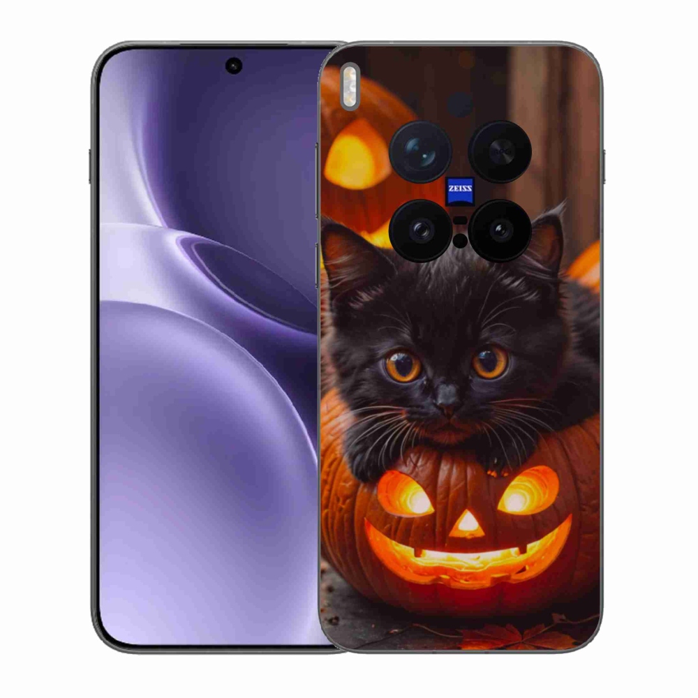 Gélový kryt mmCase na Vivo X300 Pro 5G - mačiatko a tekvica