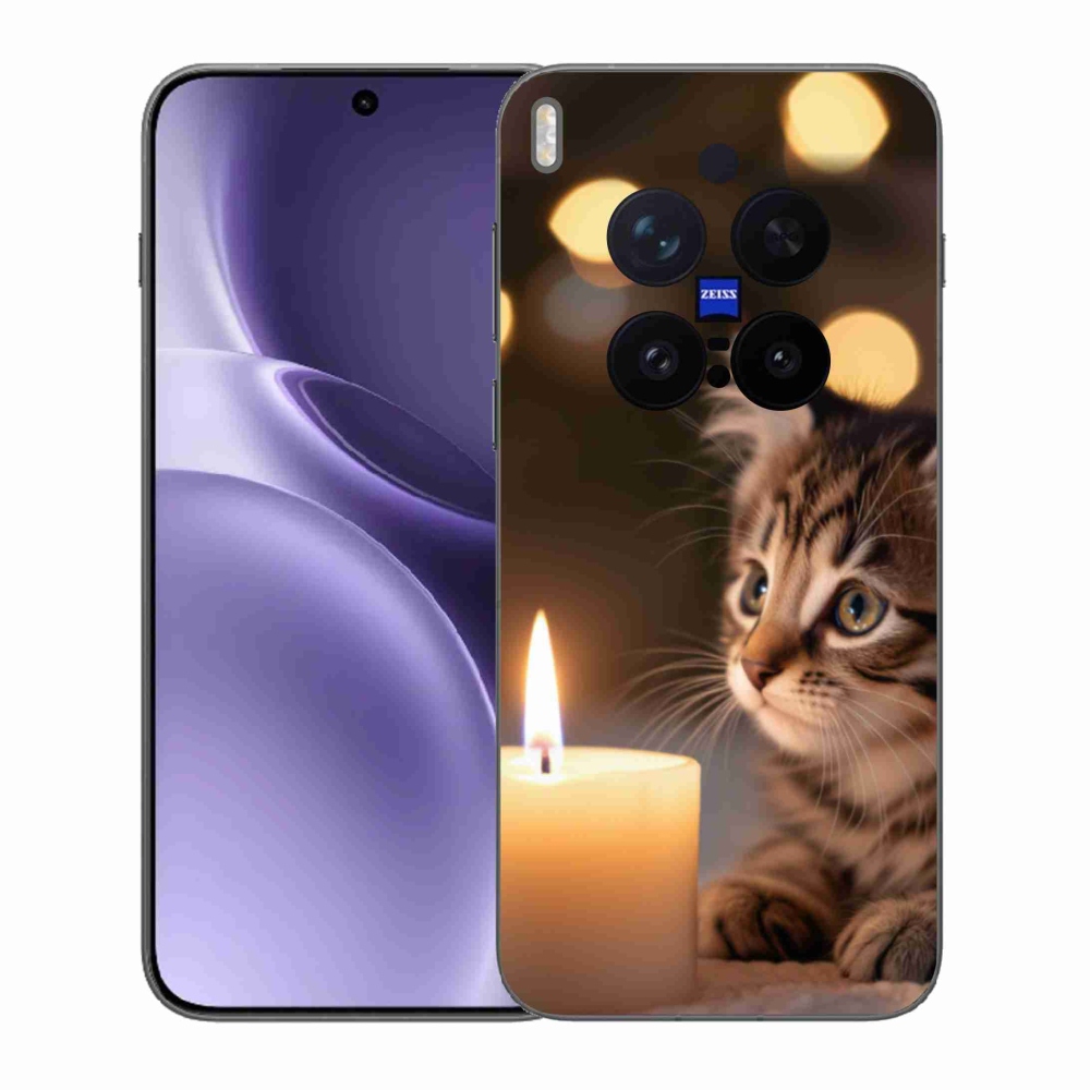 Gélový kryt mmCase na Vivo X300 Pro 5G - mačiatko a sviečka
