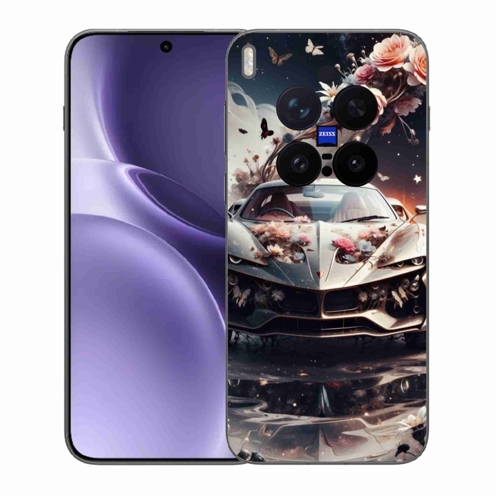 Gélový kryt mmCase na Vivo X300 Pro 5G - kvetinový športový automobil