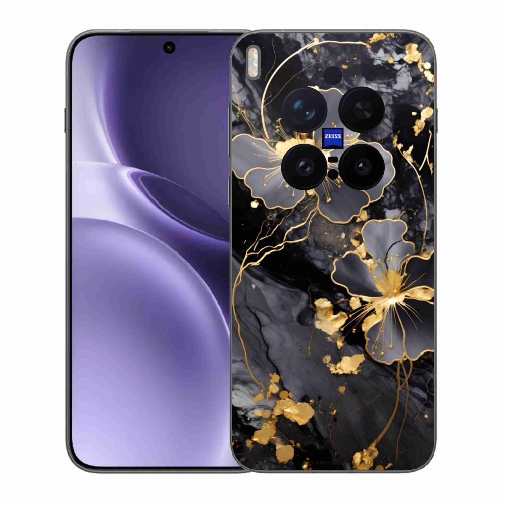 Gélový kryt mmCase na Vivo X300 Pro 5G - zlaté kvety