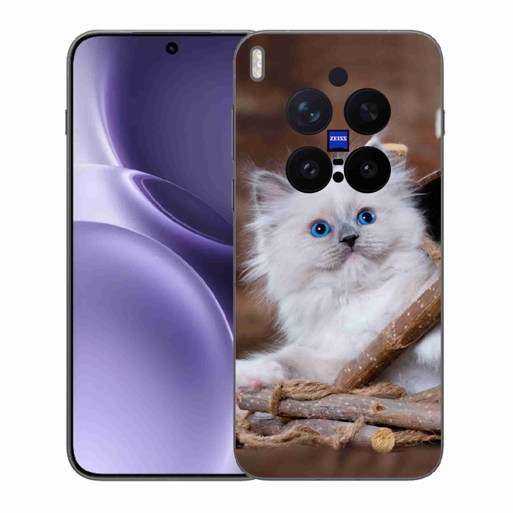 Gélový kryt mmCase na Vivo X300 Pro - biele mačiatko