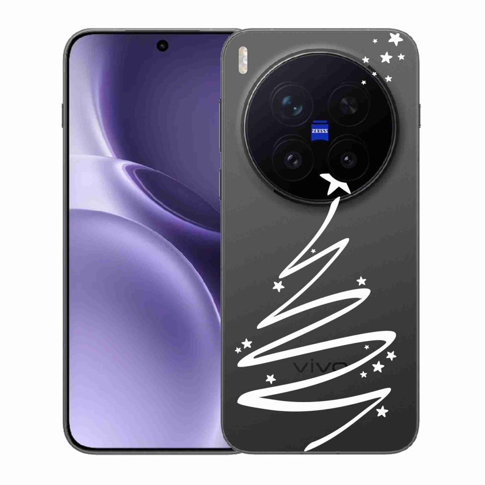 Gélový kryt mmCase na Vivo X300 Pro - biely stromček na priehľadnom pozadí
