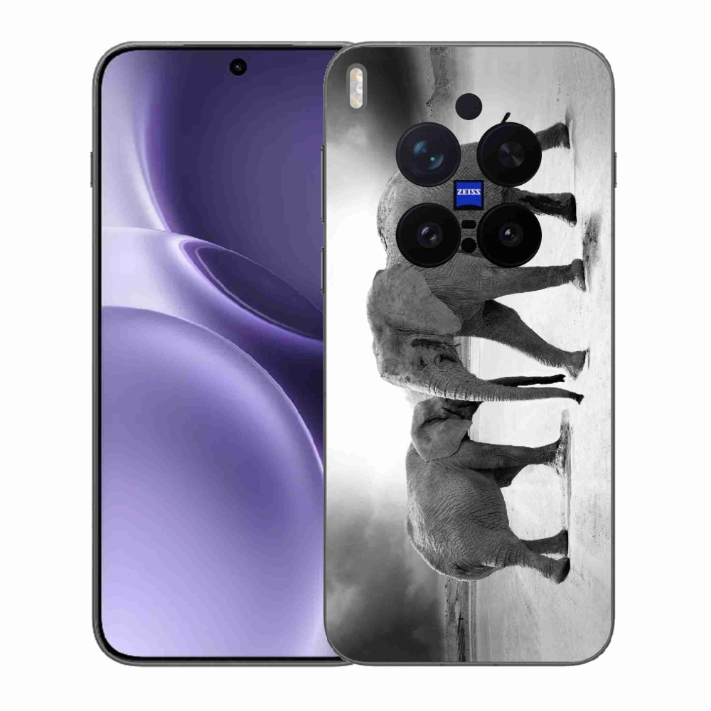 Gélový kryt mmCase na Vivo X300 Pro - čiernobieli slony