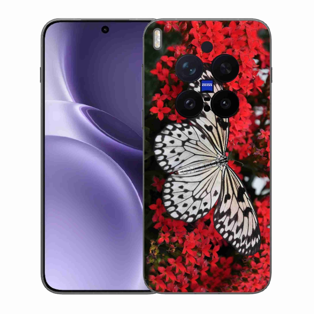 Gélový kryt mmCase na Vivo X300 Pro - čiernobiely motýľ 1