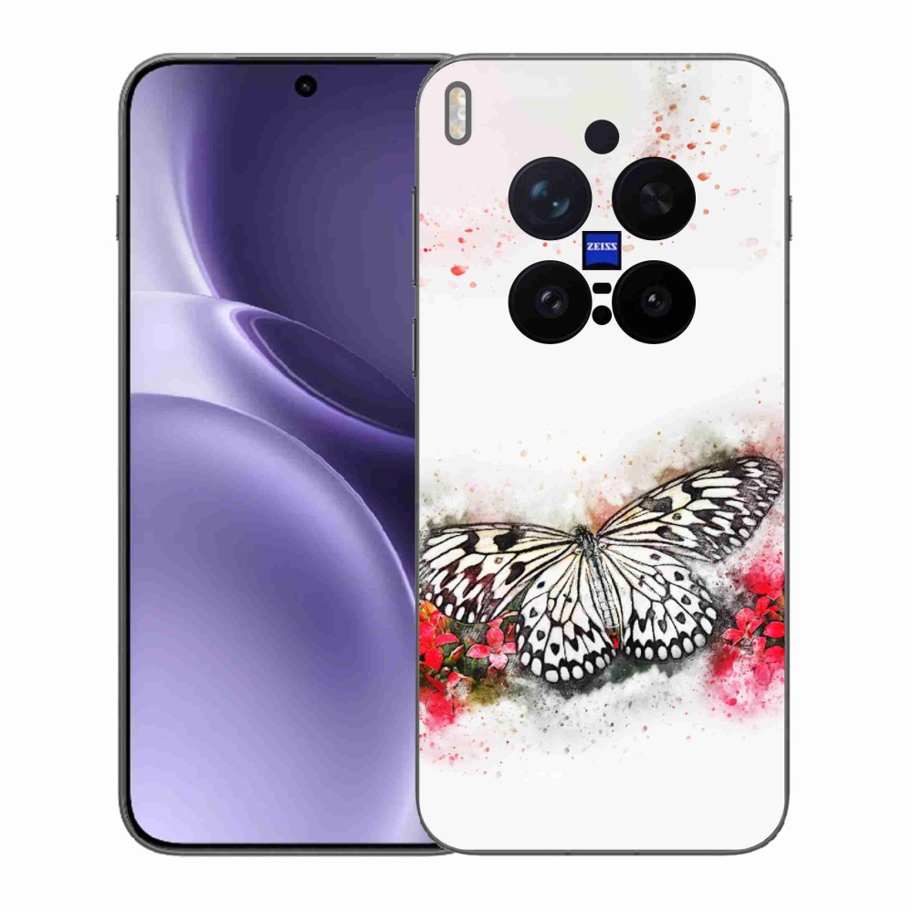 Gélový kryt mmCase na Vivo X300 Pro - čiernobiely motýľ