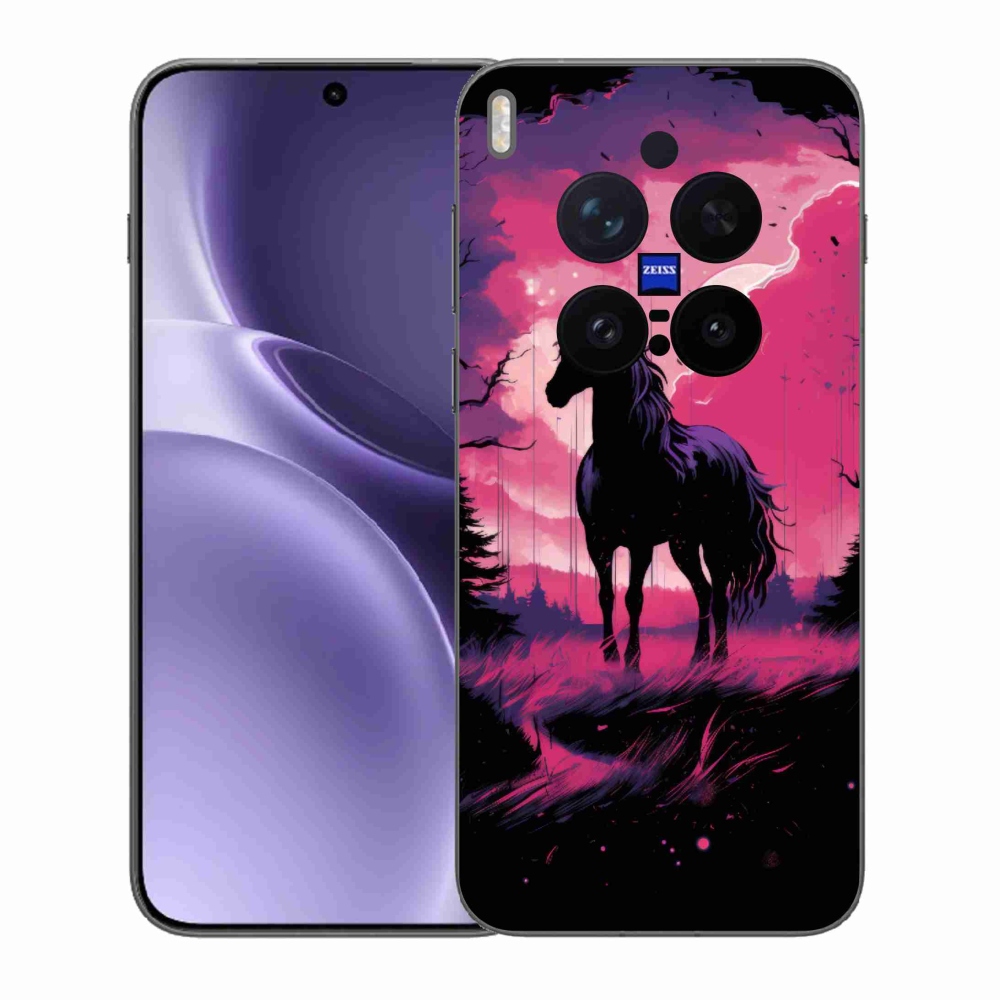 Gélový kryt mmCase na Vivo X300 Pro - čierny kreslený kôň 1